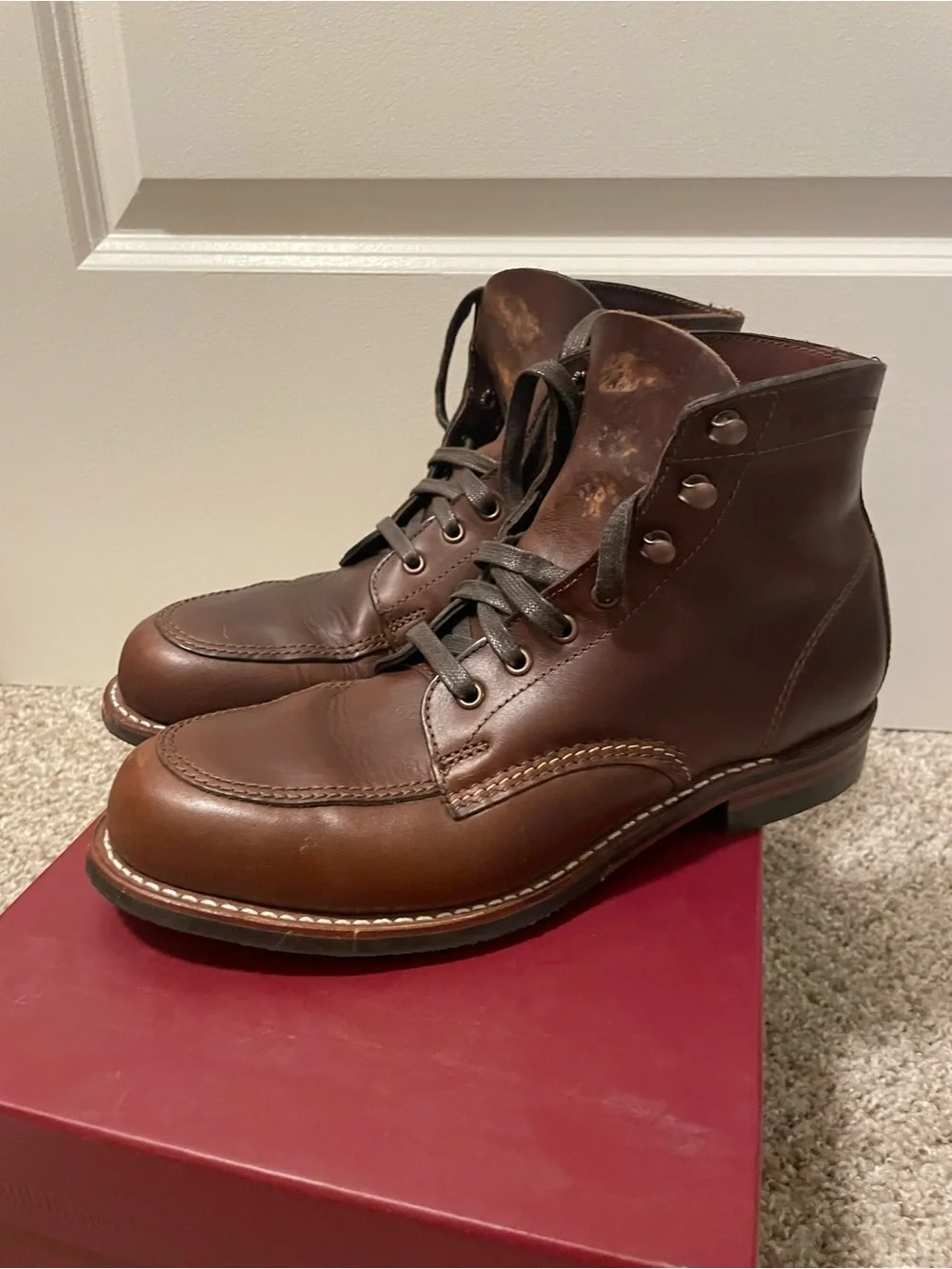 Wolverine Men's Brown Leather Lace-Up Work Boots size 7